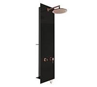 Vitra Origine système de douche A45805 d = 250mm, avec douche pluie, corps en verre taupe / raccord noir mat