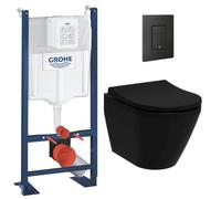 Vitra - Pack bâti support+WC sans bride + Abattant avec frein de chute+Plaque de commande (ProjectBlackIntegra-KF0)