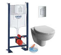 Vitra - Pack WC Bâti Autoportant Rapid SL + WC sans bride Vitra Normus + Abattant softclose + Plaque chrome