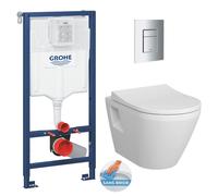 Vitra - Pack WC Bâti Rapid SL + WC sans bride Integra + Abattant softclose + Plaque chrome