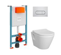 VitrA Pack WC S50 suspendu cuvette carénée et bâti-support mur porteur avec plaque - Chrome