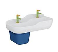 Vitra Sento Kids Row 7351B003-1739 85,5x40,5cm, 2 hauteurs, chaque trou de robinet 2000 blanc haute brillance, sans trop-plein
