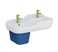 Vitra Sento Kids Row 7351B003-1740 85,5x40,5cm, 2 hauteurs, chaque trou de robinet 2000 blanc haute brillance, avec trop-plein