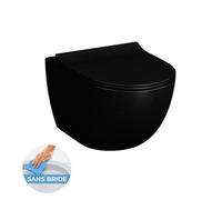 Vitra - SENTO Noir mat Cuvette RIM-EX (sans bride) et abattant ultra-fin avec frein de chute (7748B083-0075 + 120-083R009)
