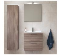 Vitra - Set Mia ensemble meuble 59x61x39,5cm avec miroir, lavabo, éclairage LED + armoire 145x35x35cm, Cordoba