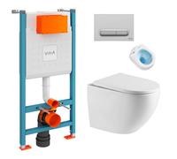 Vitra - V-Fix Core Pack Bâti-support + WC sans bride SAT + Abattant SoftClose + Plaque Chrome Mat (V-FixFusionTQ-5)