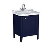 Vitra Valarte meuble vasque 65765 64,5x53x88cm, droite, corps bleu acier / vasque blanc brillant