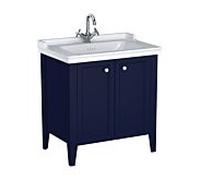 Vitra Valarte meuble vasque 65766 79,5x53x88cm, 2 portes, corps bleu acier / vasque blanc brillant