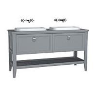 Vitra Valarte meuble vasque à encastrer 62211 149,5 x 52 x 87,5 cm, gauche / droite, corps gris mat / vasque blanc haute brillance