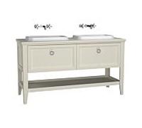 Vitra Valarte meuble vasque à encastrer 62212 149,5 x 52 x 87,5 cm, gauche / droite, corps ivoire mat / vasque blanc haute brillance