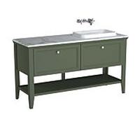 Vitra Valarte meuble vasque à encastrer 65824 118x52x87,5cm, droite, 2 coulissants pleins, corps vert vintage / vasque blanc brillant