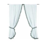 Vitrage Bonne Femme Blanc à Volant - 75x160cm - Blanc