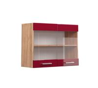 Vitrage de meuble de cuisine Vicco R-Line, 80 cm, Marron brillant rouge/chêne puissant