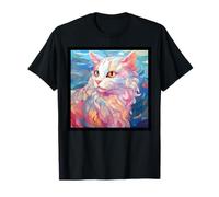 Vitrail Américain Curl Chat Maman Papa Illustration Chaton T-Shirt