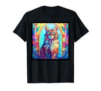 Vitrail American Bobtail Cat Mom Dad Illustration T-Shirt