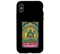 Vitrail Bouddha Vert Tara Mantra Bouddhisme Coque pour iPhone X/XS