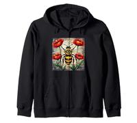 Vitrail Bourdon en Verre coloré Coquelicot Fleur Insecte Art Sweat à Capuche