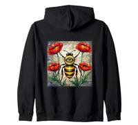 Vitrail Bourdon en Verre coloré Coquelicot œil de Fleur Insecte Art Sweat à Capuche