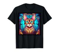 Vitrail Chat du Bengale Maman Papa Illustration Chaton T-Shirt