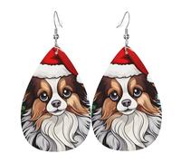 Vitrail Chien Papillon Femme Boucles D'Oreilles Faux Cuir Pendantes Dangle