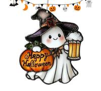 Vitrail coloré Halloween - Décoration Fantômes - Pendentif Soleil 2D Spectral Pour Fenêtre Intérieur Extérieur Maison Porche Décoration