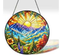 Vitrail de 19,8 cm, attrape-soleil pour fenêtre, décoration artistique pour maison, jardin, pendaison de crémaillère, paysage naturel, cadeau pour maman, grand-mère, femme, amis, couples ART-05E-SG8