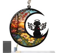 Vitrail de chat, chat commémoratif pour animaux de compagnie - Attrape-soleil spécial décor de chat noir,Accent unique de salle de chat, décor de vitraux, pièce commémorative pour les amoureux des cha