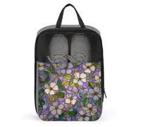 Vitrail de fleurs blanches sac à chaussures pour voyage usage quotidien sac de rangement anti-poussière sac à chaussures de golf