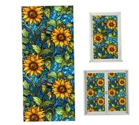 Vitrail de vitrail 17.7x39.4 '' Film d'intimité de fenêtre Films statiques Clolings de fenêtres statiques pour fenêtres en verre UV Blocage de fleurs décoratives non adhésif