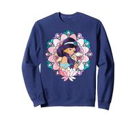 Vitrail Disney Aladdin Jasmine Sweatshirt, Unisexe pour adultes, Bleu Marine, M