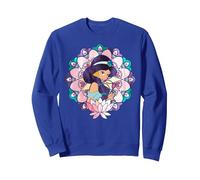 Vitrail Disney Aladdin Jasmine Sweatshirt, Unisexe pour adultes, Bleu Royal, M