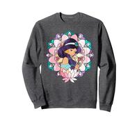 Vitrail Disney Aladdin Jasmine Sweatshirt, Unisexe pour adultes, Chiné Foncé, S