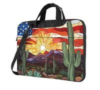 Vitrail Drapeau américain Desert Sac pour ordinateur portable 15,6 pouces Sacs d'ordinateur rembourré Housse pour homme et femme
