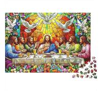 Vitrail Église Puzzle pour Adultes Puzzle 1000 Pièces Dernier Repas Scène Détente Cadeau Décoration Maison 52x38cm/1000pcs