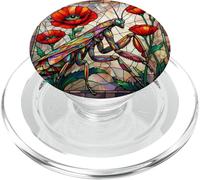 Vitrail en Verre teinté Coquelicot Vibrant Insecte Fleur PopSockets PopGrip pour MagSafe