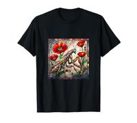 Vitrail en Verre teinté Coquelicot Vibrant Insecte Fleur T-Shirt