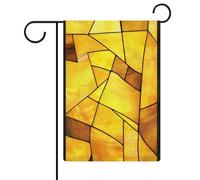 Vitrail jaune pièces drapeau de jardin simple saisonnier vacances toile de jute double face maison cour drapeaux extérieurs 32 x 47 cm