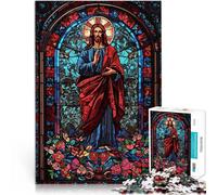 Vitrail Jésus Puzzle 1000 pièces pour Adultes Difficile à réaliser mais Amusant et Humoristique Œuvre d'art 38x26cm