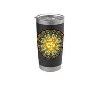 Vitrail Mandala Aum Symbole Bouddhisme Spirituel Gobelet isotherme en acier inoxydable double paroi