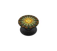 Vitrail Mandala Aum Symbole Bouddhisme Spirituel PopSockets PopGrip Adhésif