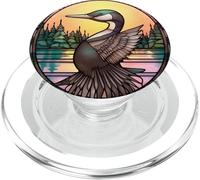 Vitrail Oiseau huard PopSockets PopGrip pour MagSafe
