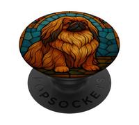 Vitrail Pekinois en forme de chien PopSockets PopGrip Adhésif
