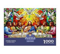 Vitrail Réunion Religieuse Puzzle 1000 Pièces Papier pour Adultes Dernier Repas Détente Décor Maison Cadeau Famille 70x50cm/1000pcs