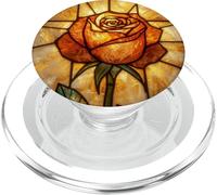 Vitrail Rose Design Radiant Golden Light Botanical Art PopSockets PopGrip pour MagSafe