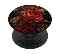 Vitrail Rose Rouge Motif Floral Art Cosmique céleste PopSockets PopGrip Adhésif