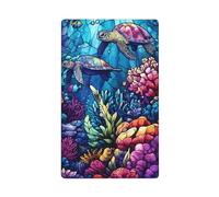 Vitrail scène sous-marine poisson tortue de mer simple bascule plaque murale vierge couvercle interrupteur décoratif 1 gang pour cuisine salle de bain taille 11,4 x 7 cm