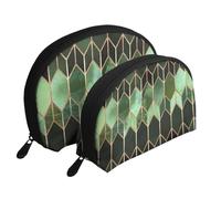 Vitrail Vert, Trousse de Maquillage Coquille Femme Petit Porte-Monnaie Trousse de Toilette Trousse à cosmétiques 2 pièces