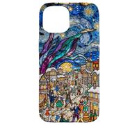 Vitrail Vintage Van Gogh Nuit étoilée Mardi Gras Coque pour iPhone 15