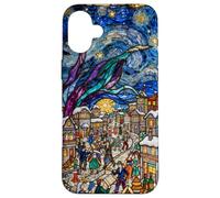 Vitrail Vintage Van Gogh Nuit étoilée Mardi Gras Coque pour iPhone 16 Plus
