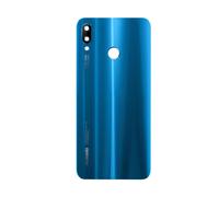 Vitre arrière avec Adhésif + Lentille camera + support pour Huawei P20 Lite/Nova 3e Bleu + Logo